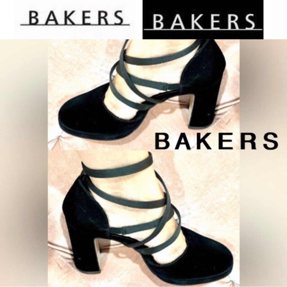 BAKERS (CARA) vintage black velvet strapy 4in heels size51/2 used good condition